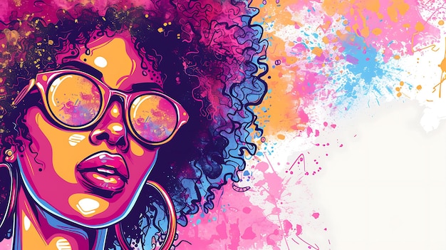 plakat artysty funk z okularami przeciwsłonecznymi i fioletowym tłem