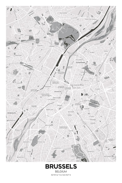 Plakat Bruksela Belgia mapa