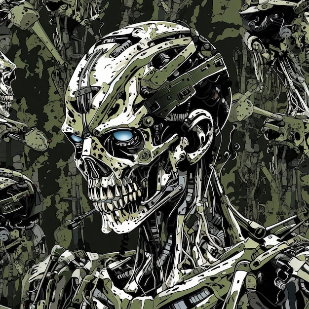 Zdjęcie plakat czaszki cyborga