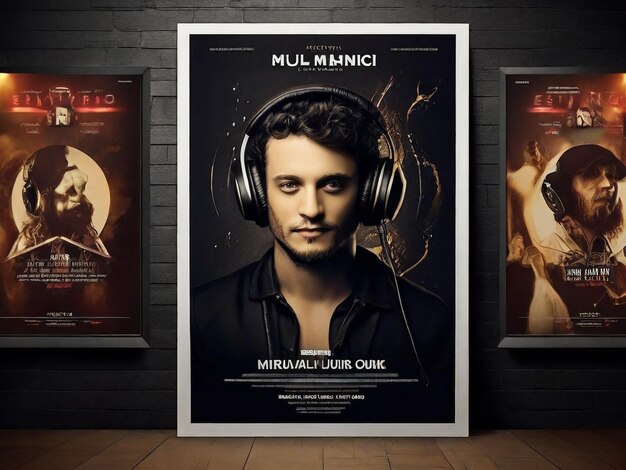 Zdjęcie plakat dla człowieka z słuchawkami na nim