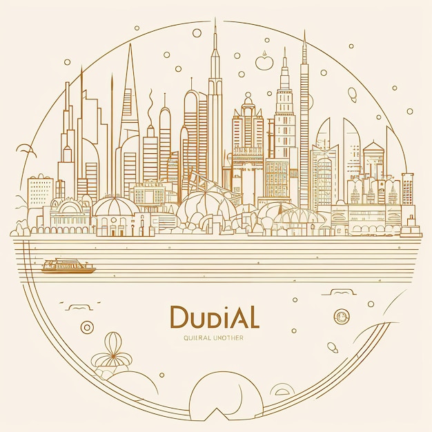 Plakat dla Dulvic przedstawiający pejzaż miejski z łodzią pośrodku.