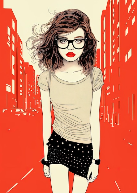 Zdjęcie plakat dla dziewczyny z okularami i koszulką, na której jest napisane, że jest dziewczyną