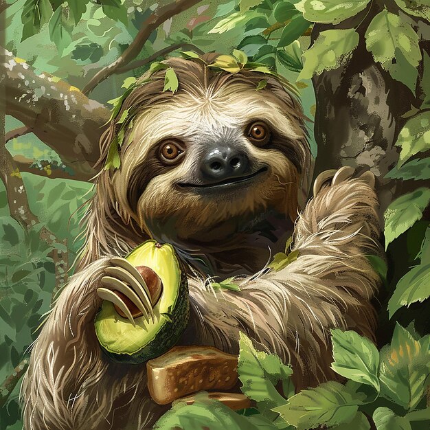 Zdjęcie plakat dla leniwca, który ma banana w nim