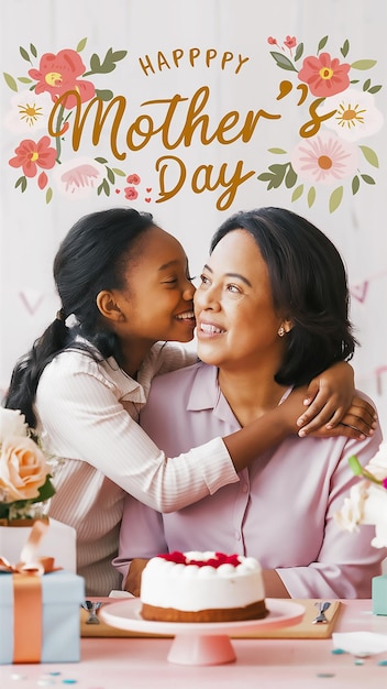 plakat dla matki i córki z kwiatami i cytatem z dnia dnia