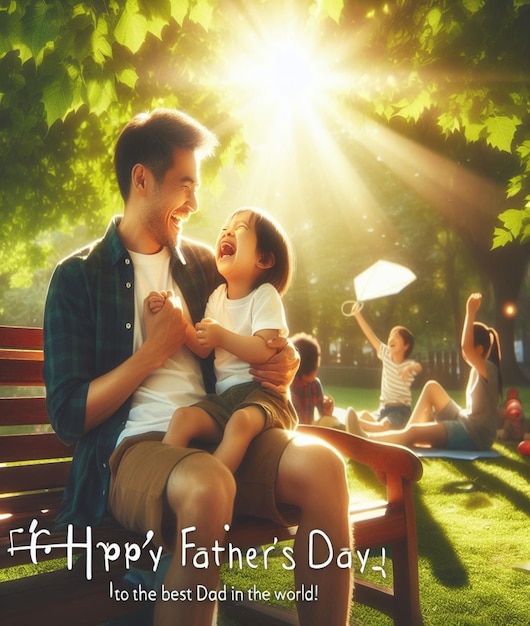 plakat dla ojca i córki z słowami " Szczęśliwy Dzień Ojca "
