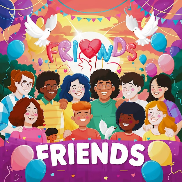 plakat dla przyjaciół, który mówi przyjaciele i balon