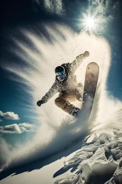 Zdjęcie plakat dla snowboardzisty z napisem snowboard.