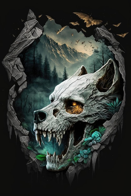 Plakat do gry o nazwie Głowa wilka.