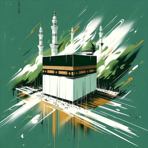 Zdjęcie plakat eid aladha kabah mekkah