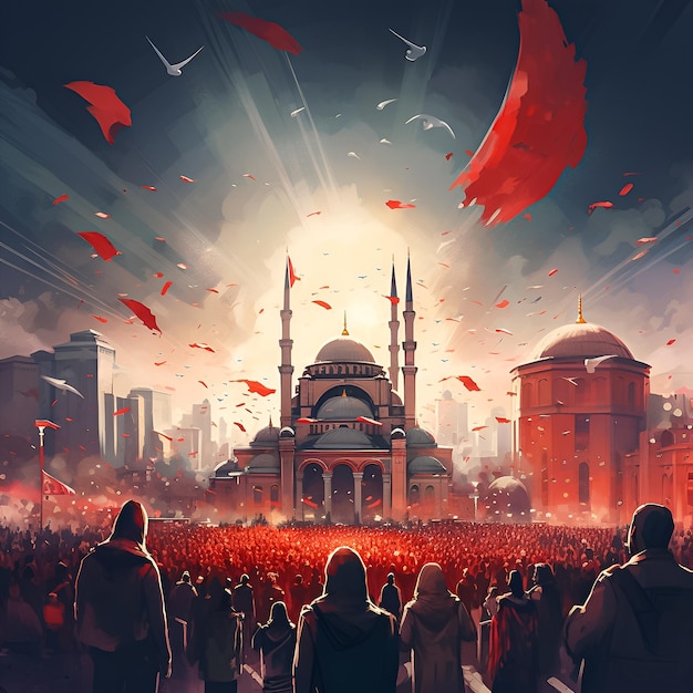 plakat festiwalu o nazwie największy meczet na świecie.