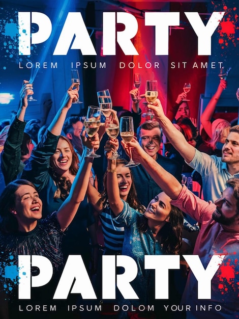 Zdjęcie plakat filmowy na imprezę z ludźmi świętującymi i świętującemi