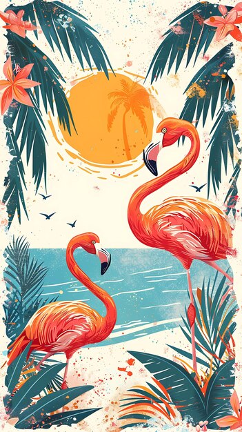 plakat filmu z flamingami i palmami