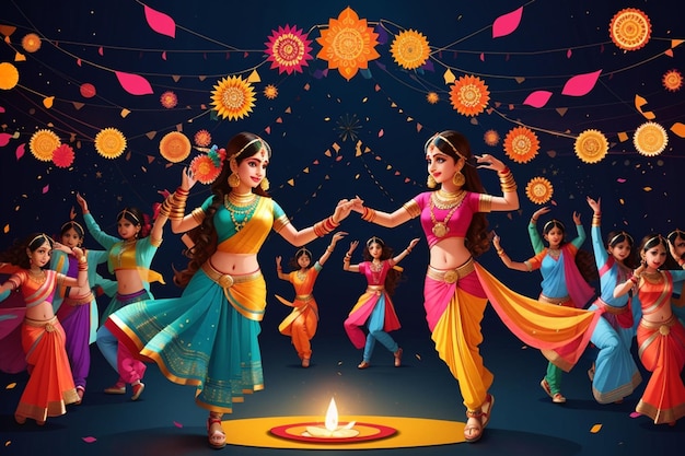 Zdjęcie plakat garba night diwali dla festiwalu navratri dussehra w indiach