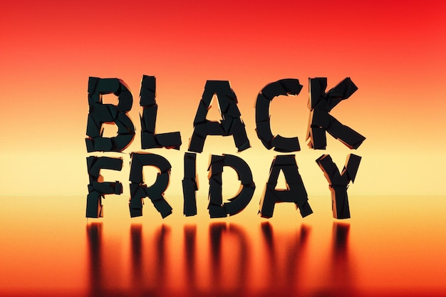 Plakat graficzny Black Friday w kolorze czerwono-żółtym