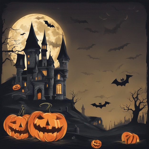 Plakat Halloween z dyniami