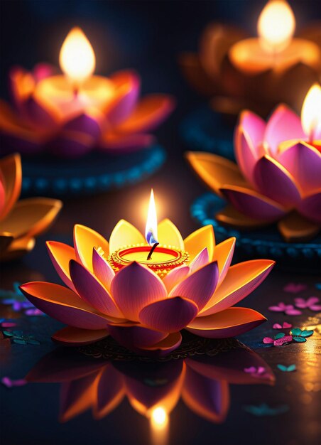 Plakat indyjskiego festiwalu Diwali Lotus Diya