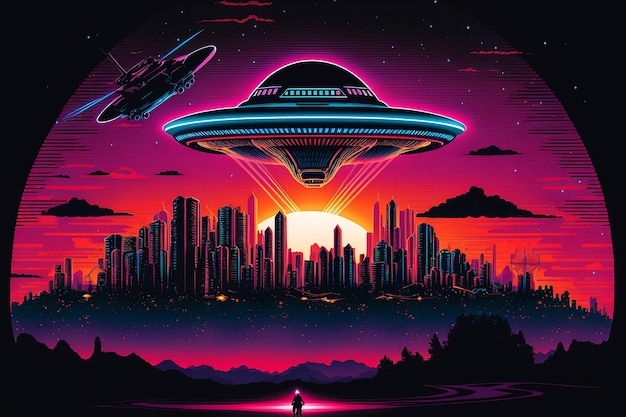 Plakat koncertu o nazwie Alien Spaceship