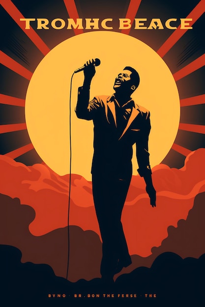 plakat koncertu zatytułowanego "Człowiek śpiewający na scenie".