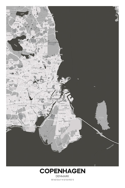 Plakat Kopenhaga Dania mapa