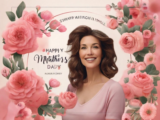 Plakat lub baner na Dzień Matki z słodkimi sercami