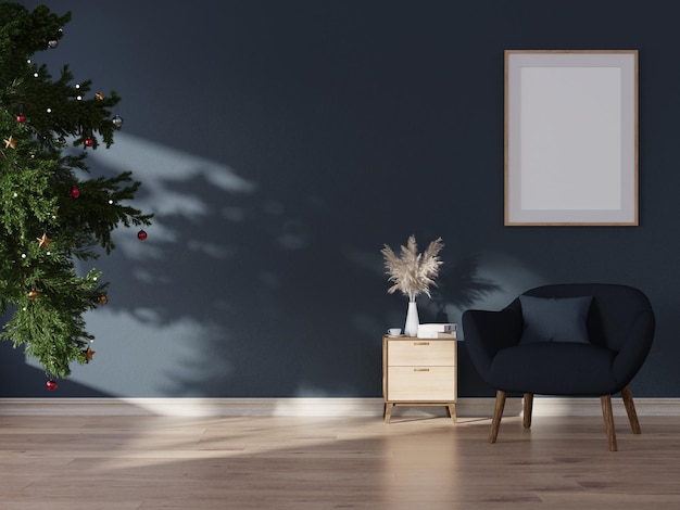 Zdjęcie plakat makiety w nowoczesnym stylu salonu z beżowymi pustymi ścianami. renderowanie 3d
