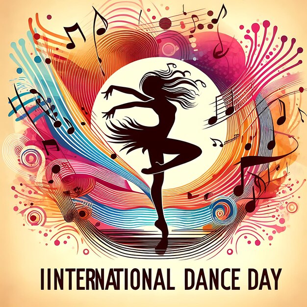 Zdjęcie plakat międzynarodowego tańca z tańczącą kobietą