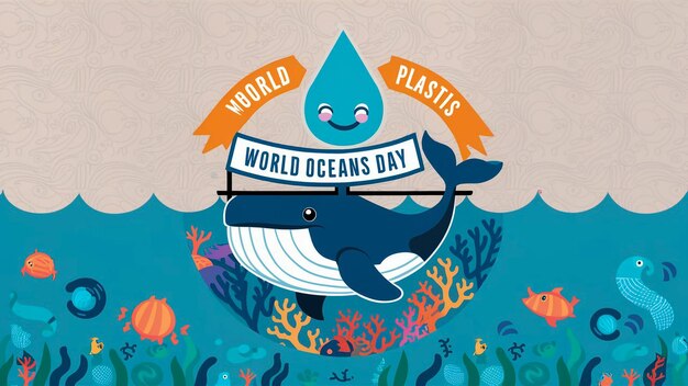 Zdjęcie plakat na cześć światowego dnia oceanów nosi tytuł światowy dzień oceanów