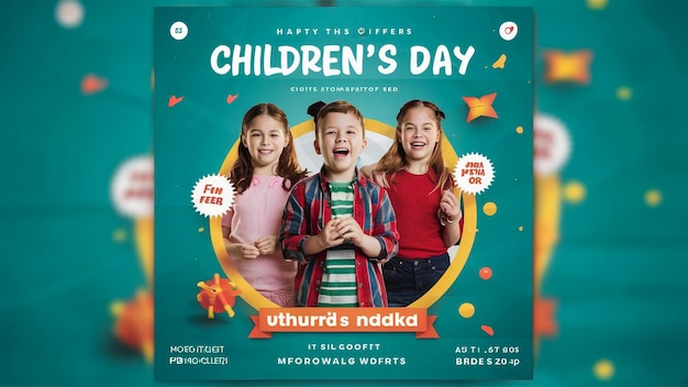 plakat na Dzień Dziecka z napisem Dzień Dziecięcy