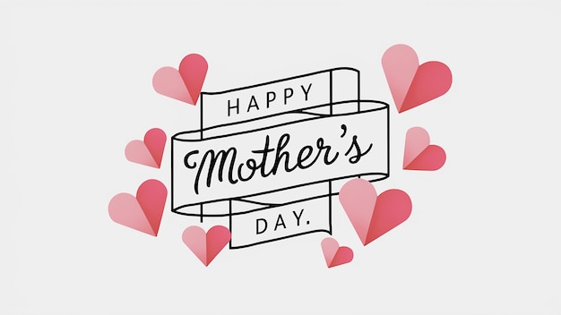 plakat na Dzień Matki z sercami i przesłaniem z napisem "Wesołego Dnia Matki"