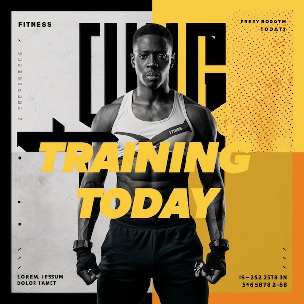 Plakat na dzisiejszy trening pokazuje mężczyznę w białym topie i czarnych szortkach.