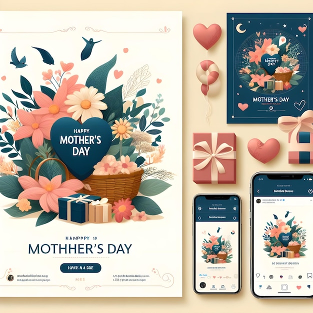 Plakat na mediach społecznościowych na Dzień Matki