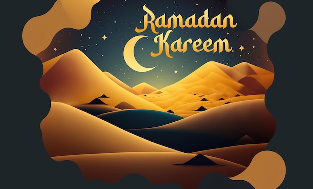 Zdjęcie plakat na ramadan kareem z księżycem i gwiazdami