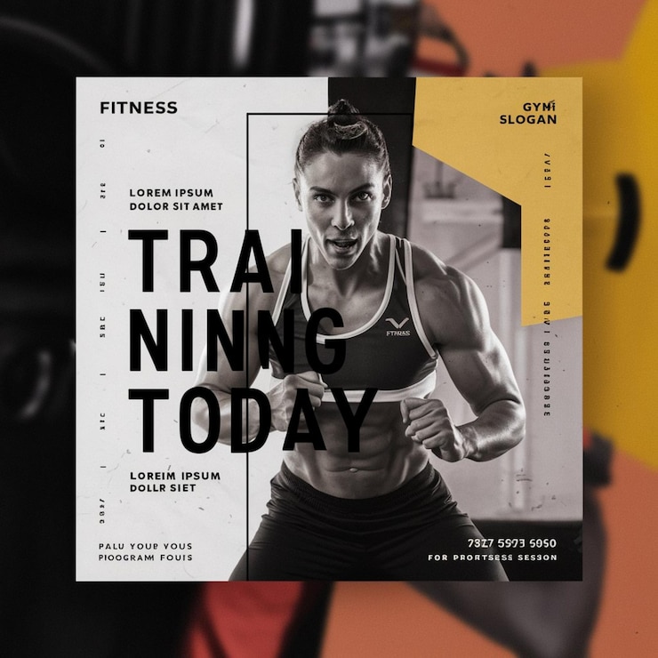 Zdjęcie plakat na siłownię z napisem "fitness dzisiaj"