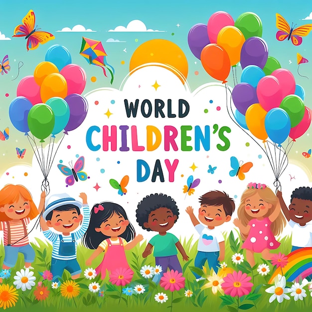 Zdjęcie plakat na światowy dzień dziecka napisany przez dzieci