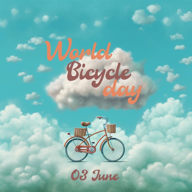 Plakat na światowy dzień rowerzysty 3 czerwca.