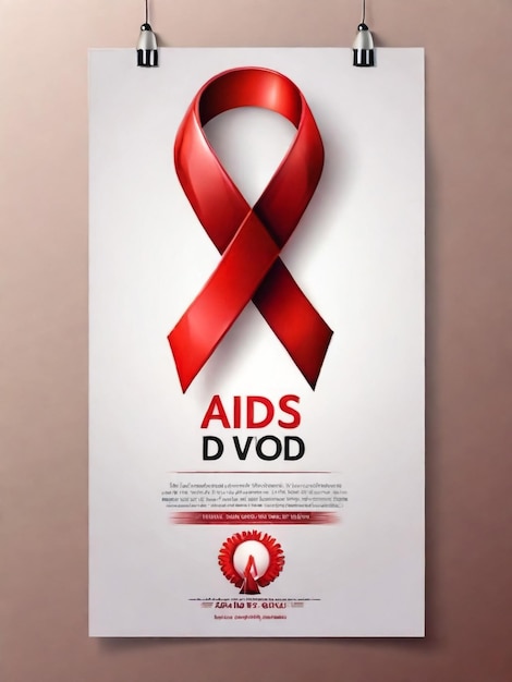 plakat o AIDS i czerwoną wstążkę