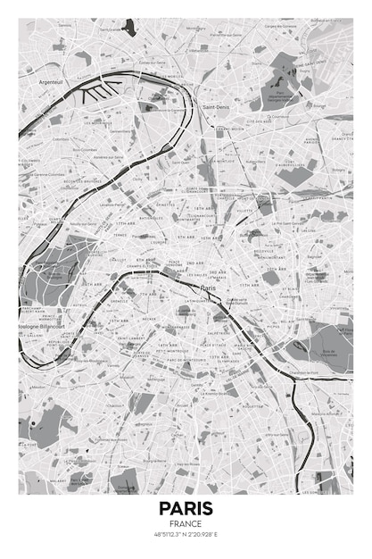 Plakat Paryż Francja mapa