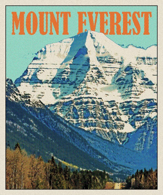 Zdjęcie plakat podróżniczy mount everest retro