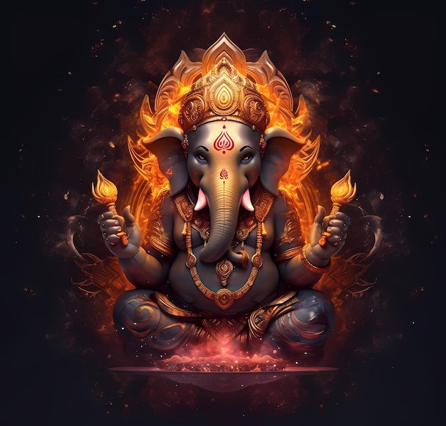 Plakat przedstawiający boga ze słoniem