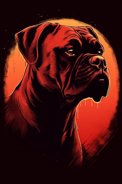 Plakat przedstawiający psa z napisem bokser