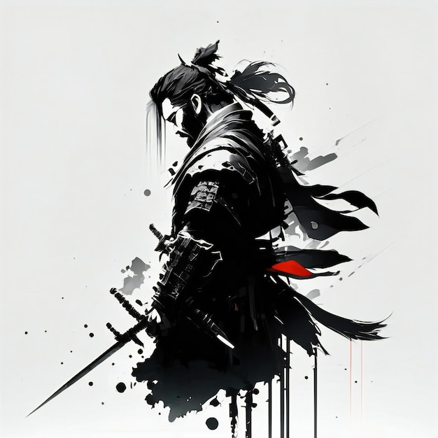 Zdjęcie plakat przedstawiający samuraja z mieczem w dłoni