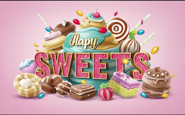 Zdjęcie plakat reklamowy na temat sweets paper collage scrapbooking
