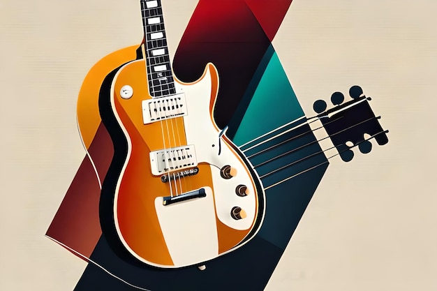 Plakat retro gitara klasyczna plakat muzyczny w stylu retro