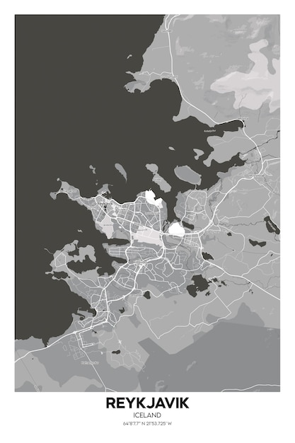 Plakat Reykjavik Islandia Mapa