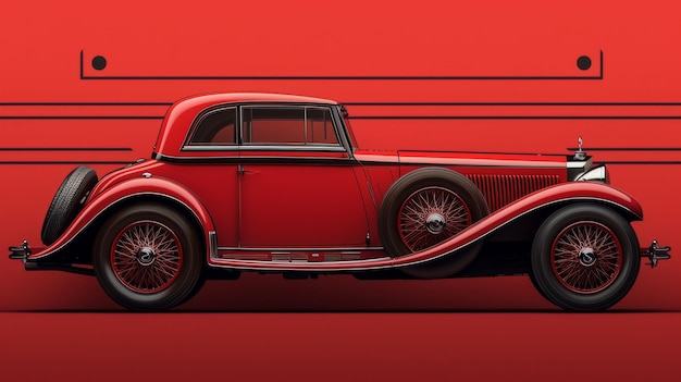 Plakat samochodowy w stylu vintage z amerykańskimi starymi samochodami