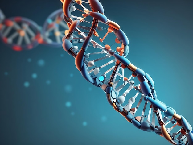 Plakat struktury genomu DNA z przestrzenią kopiowania 3D Rendering