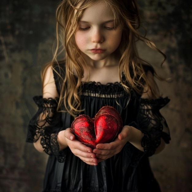 plakat Światowego Dnia Zdrowia Mała dziewczynka trzymająca serce symbol zdrowia