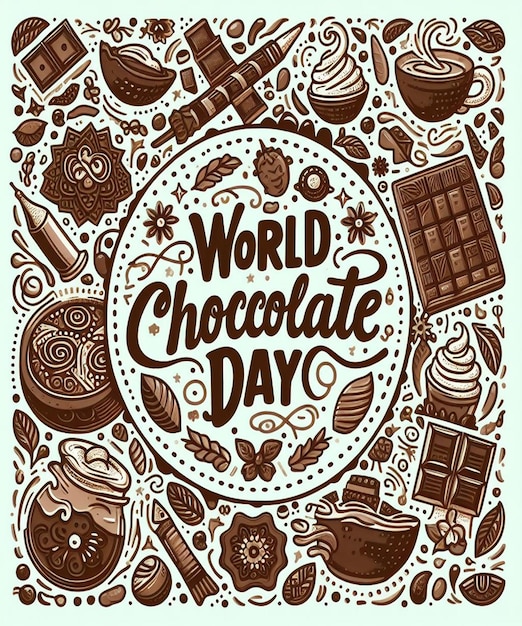 Zdjęcie plakat światowego świata czekolady z czekoladami