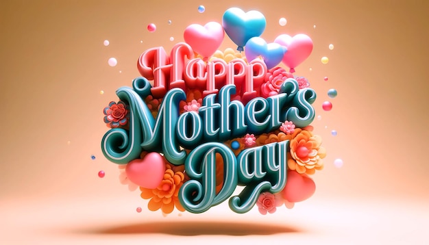 Plakat w stylu 3D na Dzień Matki z słowami Szczęśliwego Dnia Matki