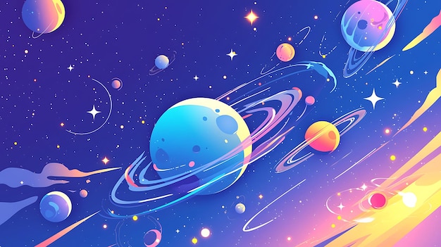 plakat wszechświata z planetami i gwiazdami